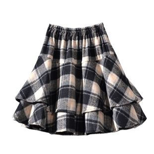 秋季短裙子a字格子半身裙女2025新款秋冬款毛呢蛋糕裙安全裤半裙