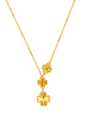 老钱风碎碎冰四叶草项链女