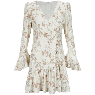 sincethen法式碎花裙子度假风V领小短裙仙女裙高级感连衣裙女春季