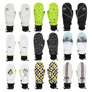 HELLOW韩国滑雪手套玩手机保暖分指防水风耐磨男女款白色笑脸