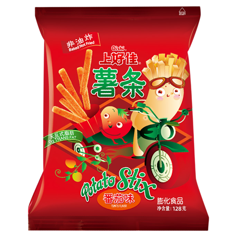 上好佳薯条番茄口味128g包休闲零食网红小吃儿童早餐办公室追剧