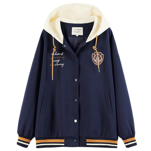 初中生秋冬装外套装夹克卫衣少女休闲上衣加厚连帽高中学生学院风