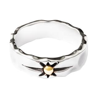 [新年礼物]ROCKRIDE自由宽圈星芒戒指 925银男女高级情侣明星同款