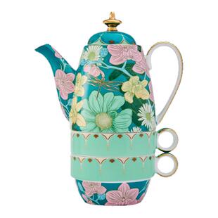 T2 TEA 澳洲代购直邮华丽富贵骨瓷茶壶 泡壶+2个茶杯堆叠茶具套装