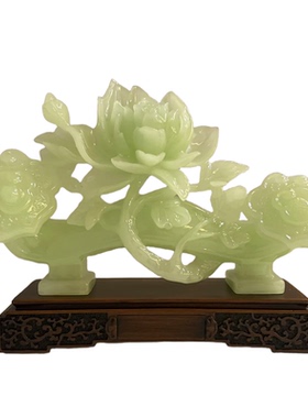 玉石摆件如意花博古架装饰品