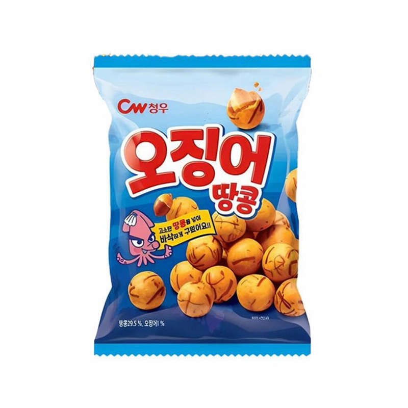 韩国进口食品CW青佑鱿鱼花生豆90g咸香酥脆办公休闲室膨化球零食