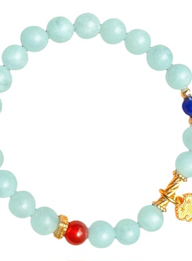 原创设计海蓝宝红玛瑙水晶手链