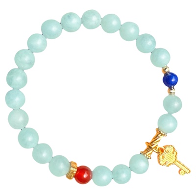 原创设计海蓝宝红玛瑙水晶手链