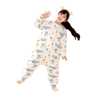 儿童睡袋秋冬季纯棉中大童婴儿分腿睡袋宝宝夹棉加厚款学生防踢被