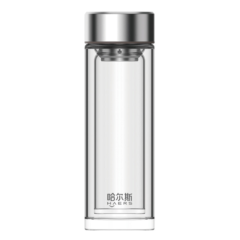 哈尔斯双层玻璃杯男款泡茶水杯