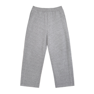 撕裂组织秋冬重磅400g保暖粗针织肌理微阔直筒休闲裤捏褶宽松运动