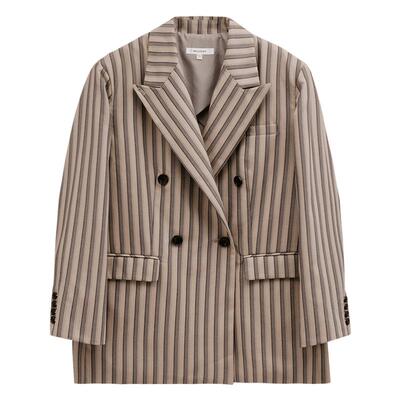 MOUSSY 春季通勤风宽肩廓形条纹西装外套女C28GAZ30-0250