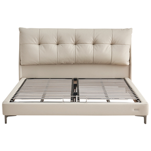 全友家居2026新款黑色真皮双人床主卧软包悬浮大床加床垫组合套装