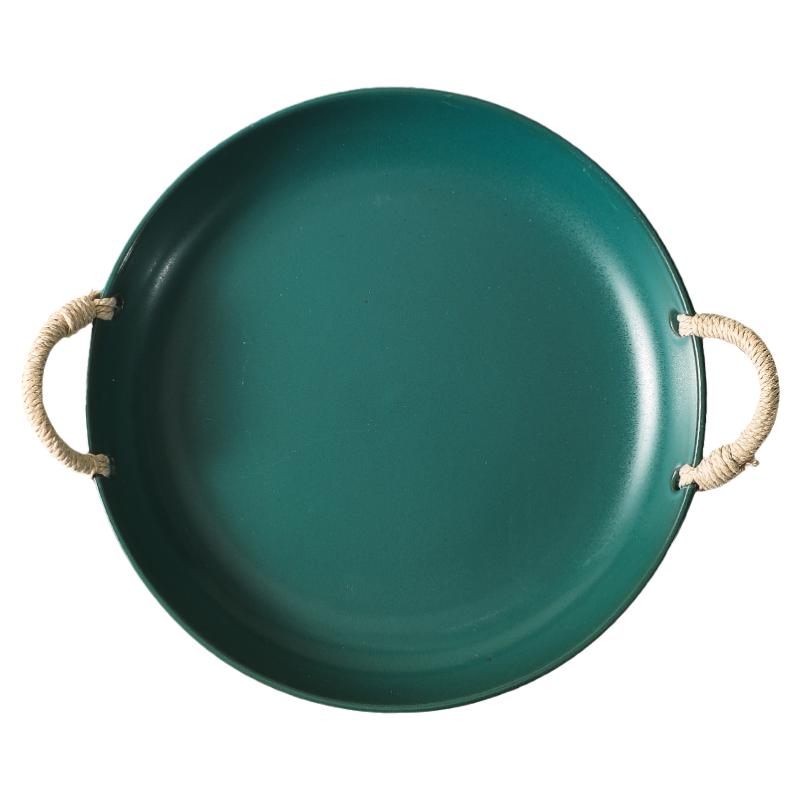 藝隆軒制 景德鎮(zhèn)粗陶麻繩盤創(chuàng)意陶瓷餐具ins風(fēng)網(wǎng)紅款餐具日式果盤