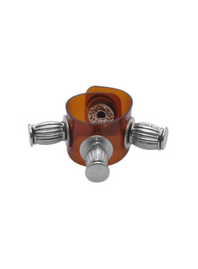 椭圆镂空工艺花纹棕黑半透明戒指