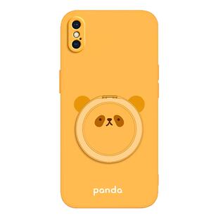 圆脸熊猫适用苹果X手机壳XSMax新款XS液态硅胶iPhonexs保护套iPhonex带支架支点壳全包iPhonexsmax防摔软外壳