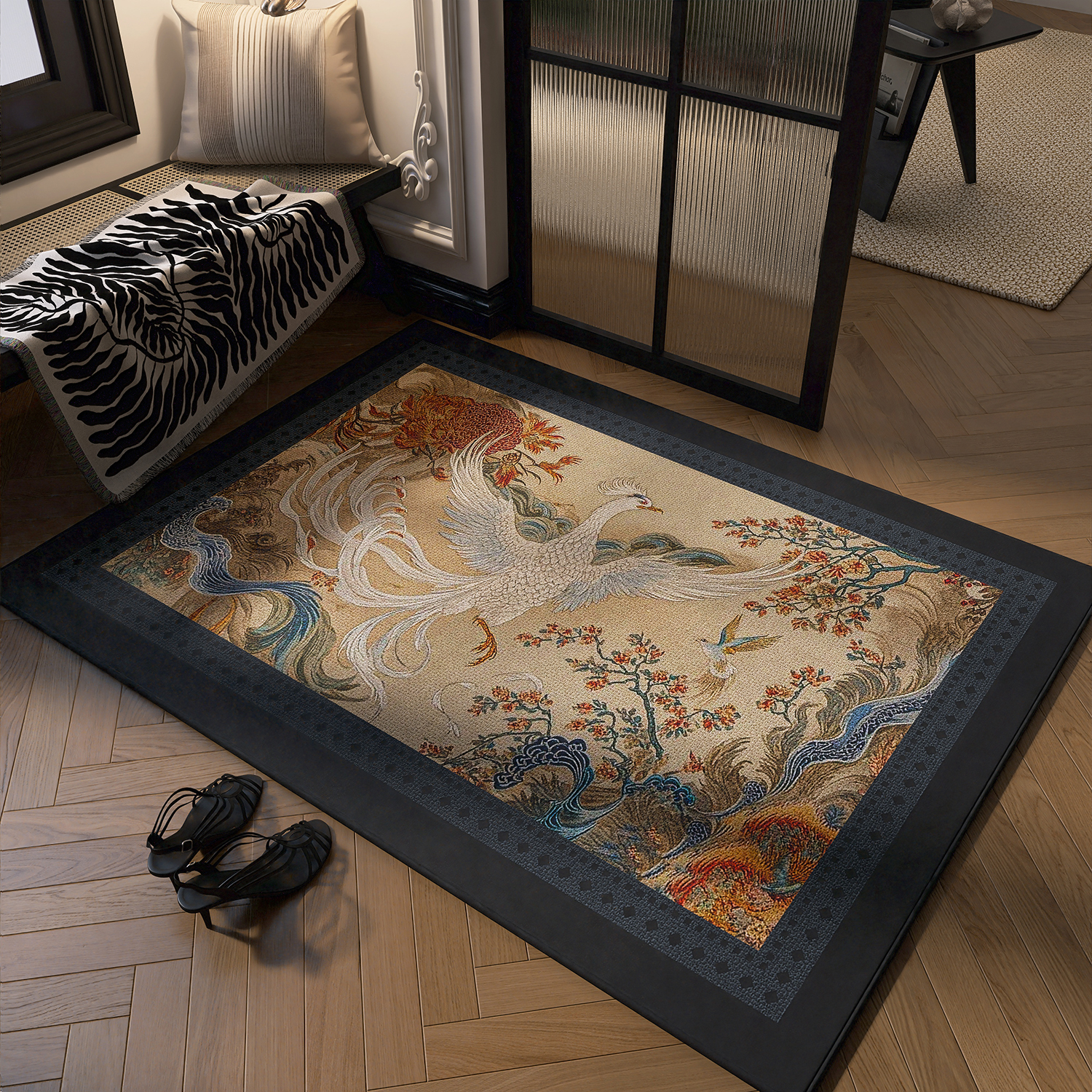 高级感新中式入户门地垫进门门垫防滑大门口垫子可裁剪家用地毯垫