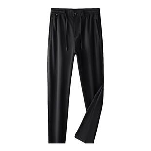 夏季薄款大码男士罗马布运动裤加肥加大松紧腰长裤男宽松休闲裤子