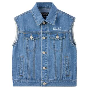 【100%棉】eland kids衣恋童装男童牛仔马甲26年春夏新品无袖外套