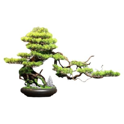 新中式迎客松摆件盆景实木玄关