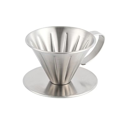 V60不锈钢过滤杯手冲滴漏式漏斗户外手冲咖啡壶防摔螺旋304过滤杯
