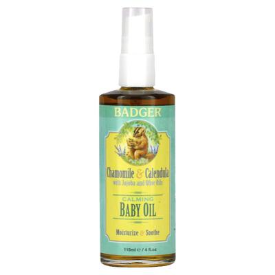 贝吉獾,镇定婴儿油，洋甘菊和金盏花，含橄榄油和荷荷巴油，4 液1