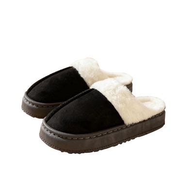 2025新款棉鞋防滑软底网红百搭毛口家居室内女包头懒人一脚蹬棉鞋