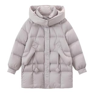 芭依璐2025冬季新款羽绒服外套女中长款韩版显瘦保暖白鸭绒面包服