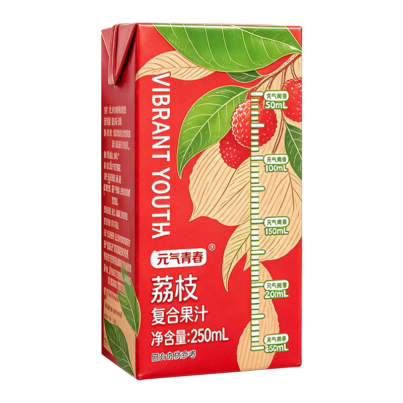 元气青春荔枝汁复合果汁整箱10盒