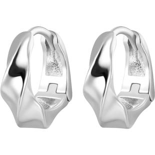 925纯银素圈耳环银饰耳钉女简约高级感莫比乌斯环耳圈耳扣ins耳饰