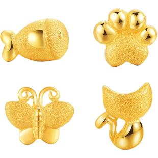 明牌珠宝t黄金耳钉足金动物不对称DIY单只耳钉耳饰女 AFH0035计价