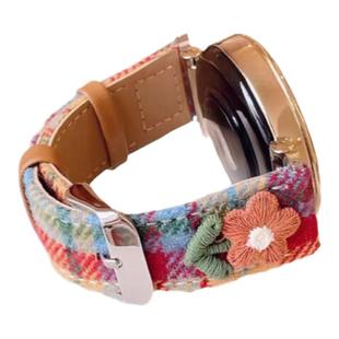 适用三星Galaxywatch8手表表带7ultra/6/5毛呢真皮创意花朵fit3女