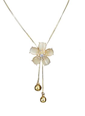 猫眼石花朵项链长款抽拉式毛衣链日常百搭轻奢大气高档高级感挂件