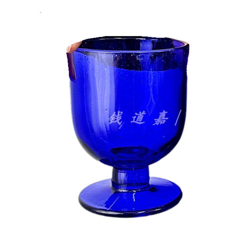 钱道嘉蓝色风情高脚气泡玻璃杯