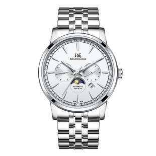 上海手表男日月星辰自动机械表多功能防水夜光月相男款腕表6025