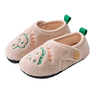 宝宝棉拖鞋包跟秋冬男童室内家居地板女童棉鞋儿童拖鞋小孩毛毛鞋