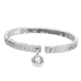 吉言银手镯9999纯实心款方条方形开口新中式国风银镯子年轻款银饰