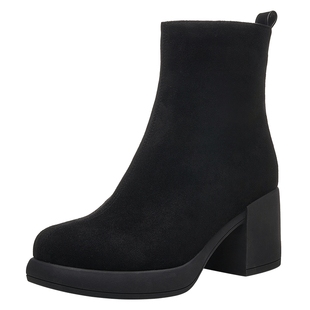 艾斯臣法式复古瘦瘦靴短靴女2024新款春秋单靴粗中跟小个子马丁靴