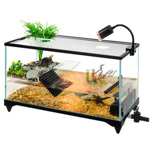 乌龟饲养缸家用超白玻璃带晒台底排水龟鱼混养饲养箱专用生态造景