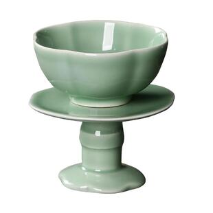 莲花供碗家用高脚斋碗八吉祥陶瓷供奉礼佛供饭碗供水碗供菜碗寺庙