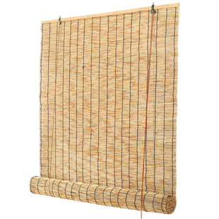 芦苇帘隔断挂帘屏风草帘茶室门帘背景墙上装饰卷帘窗帘帘子遮挡帘