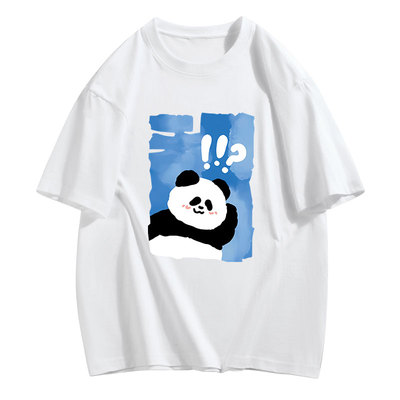 最亲2025夏季新款小熊休闲款男女款宽松款可爱短袖圆领纯棉T恤潮
