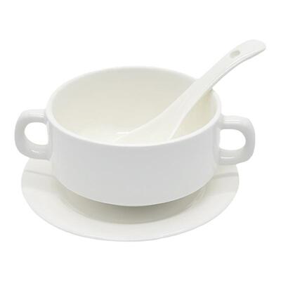 陶瓷西餐汤碗创意双耳西式粥碗