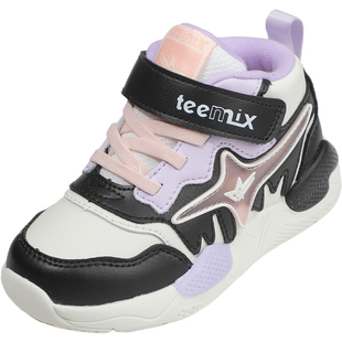 天美意童鞋女童运动鞋冬季加绒保暖男童休闲鞋宝宝防滑软底跑步鞋