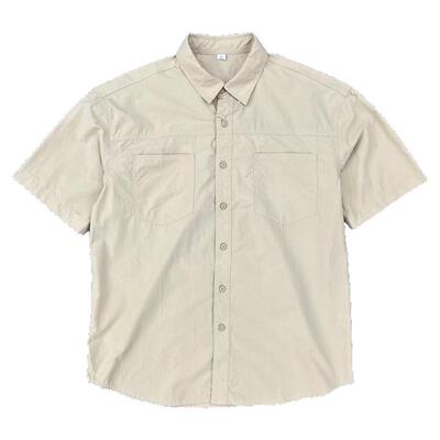 出口美国单美式户外机能速干工装衬衫短袖夏薄款透气男士衬衣外套