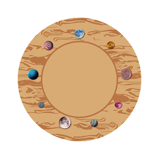 okay木纹星盘 圆形桌垫皮革餐桌垫pvc简约防水防油耐脏隔热桌布