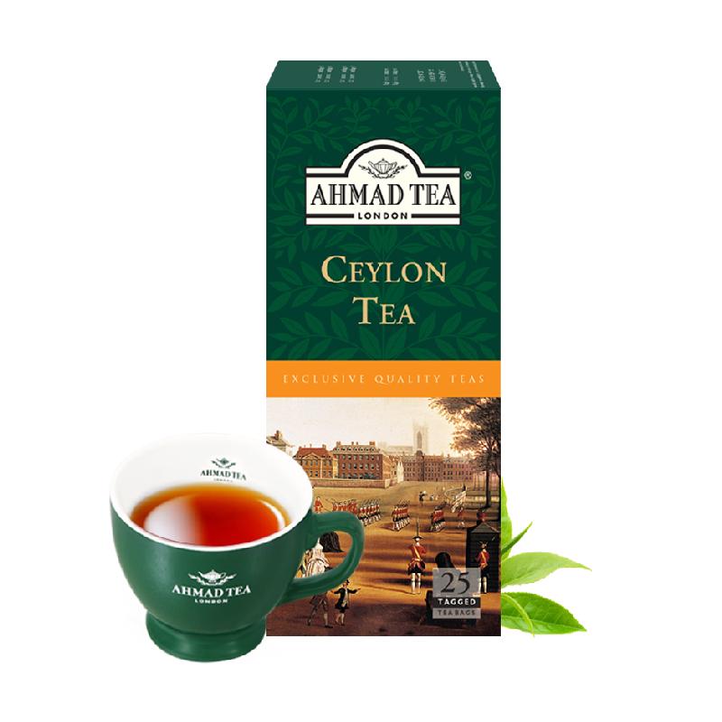 英国AHMAD TEA/亚曼进口茶叶斯里兰卡锡兰袋泡红茶2g×25包奶茶用