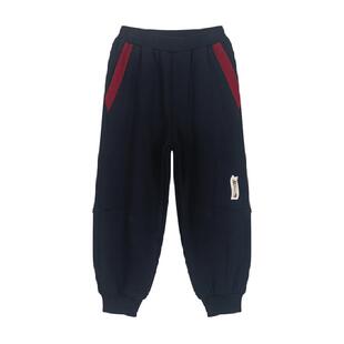 马拉丁童装儿童裤子24冬新款男女童大童美式休闲罗纹加绒针织长裤