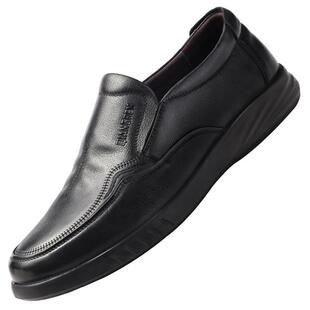 强人3515皮鞋男真皮套脚商务皮鞋冬季加绒一脚蹬男鞋软底休闲皮鞋