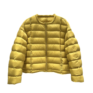 2025冬季新款韩版圆领黄色排骨羽绒服女短款90白鸭绒洋气百搭外套